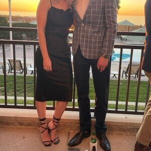 Black cowl neck slip dress